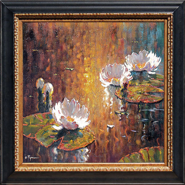 Bob pejman _ White Lilies at Sunset Original Oil